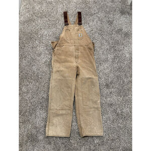 VTG Carhartt Overalls Mens Large Brown Duck Canvas Double Knee Work Bib Pants